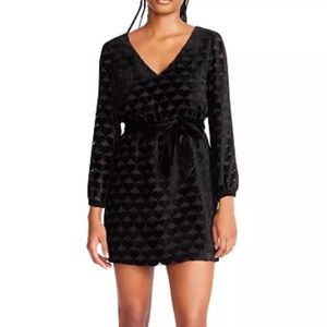 Betsey Johnson Black Long Sleeve Velvet Dress